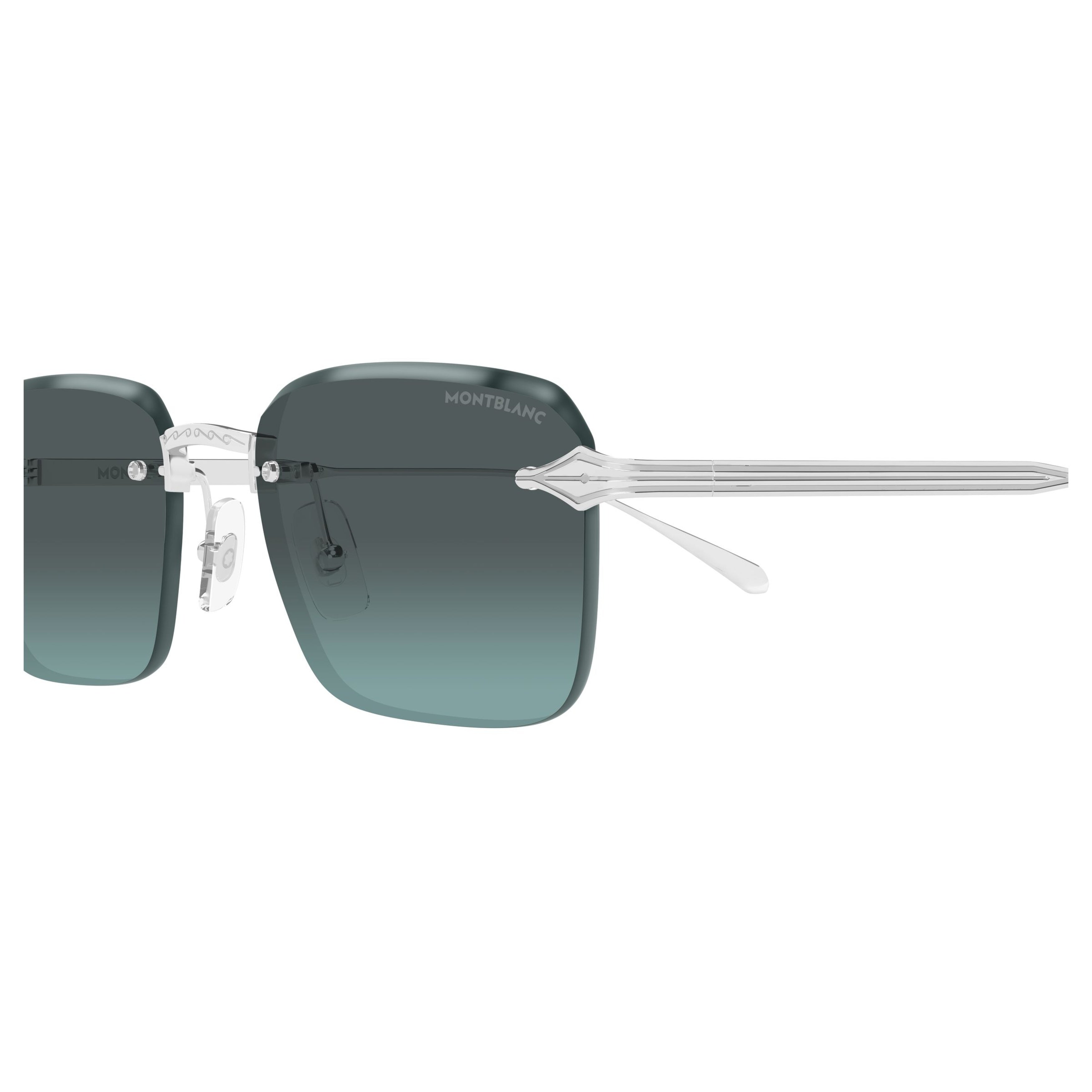 Rimless Square Sunglasses With Gradient Lenses And Arrow Motif