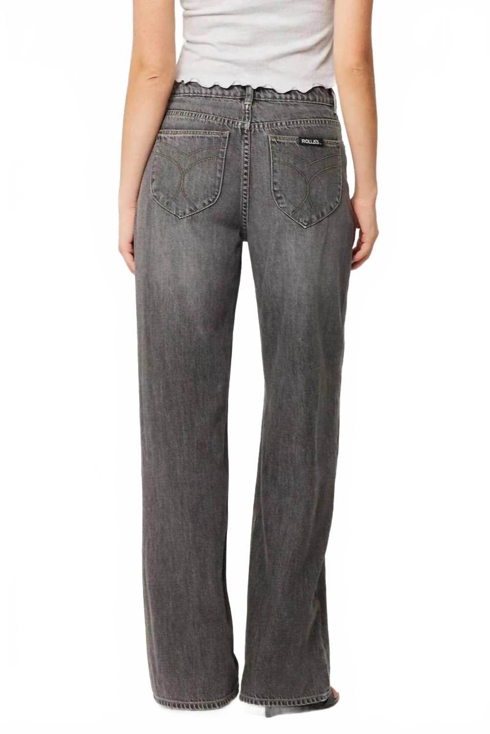 Kate Mid Rise Baggy Jeans In Black Stone