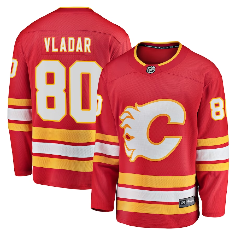 Men's Calgary Flames Daniel Vladar #80 Red Home Breakaway Player jersey