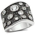 Rhodium Brass Ring with AAA Grade CZ in Clear