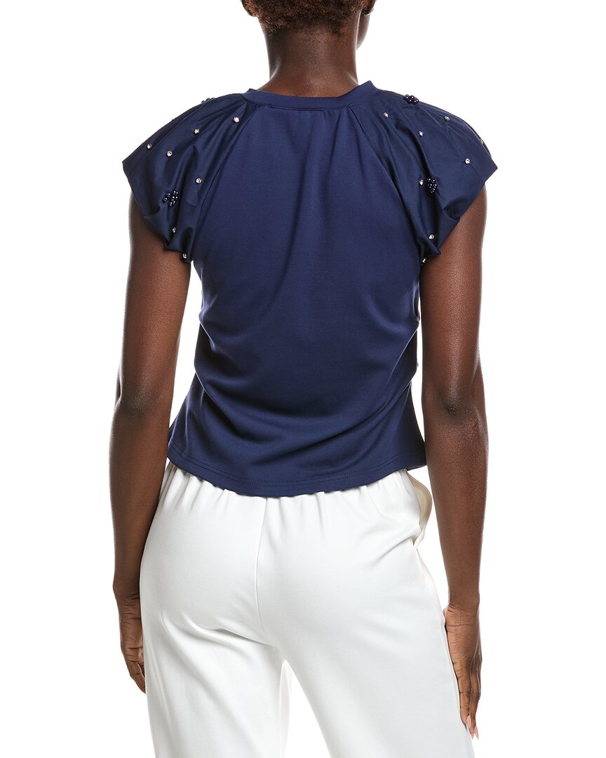 Gracia Puff Sleeve Rhinestone & Pearl Embellished Top