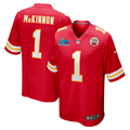 Men's Kansas City Chiefs Jerick McKinnon #1 Red Super Bowl LVII Patch Game jersey