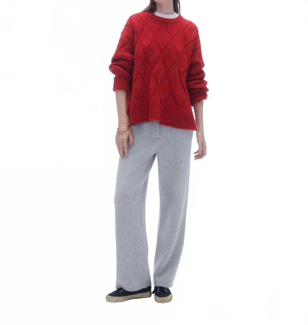 Wavy Cozy Cashmere Crew Top In True Red