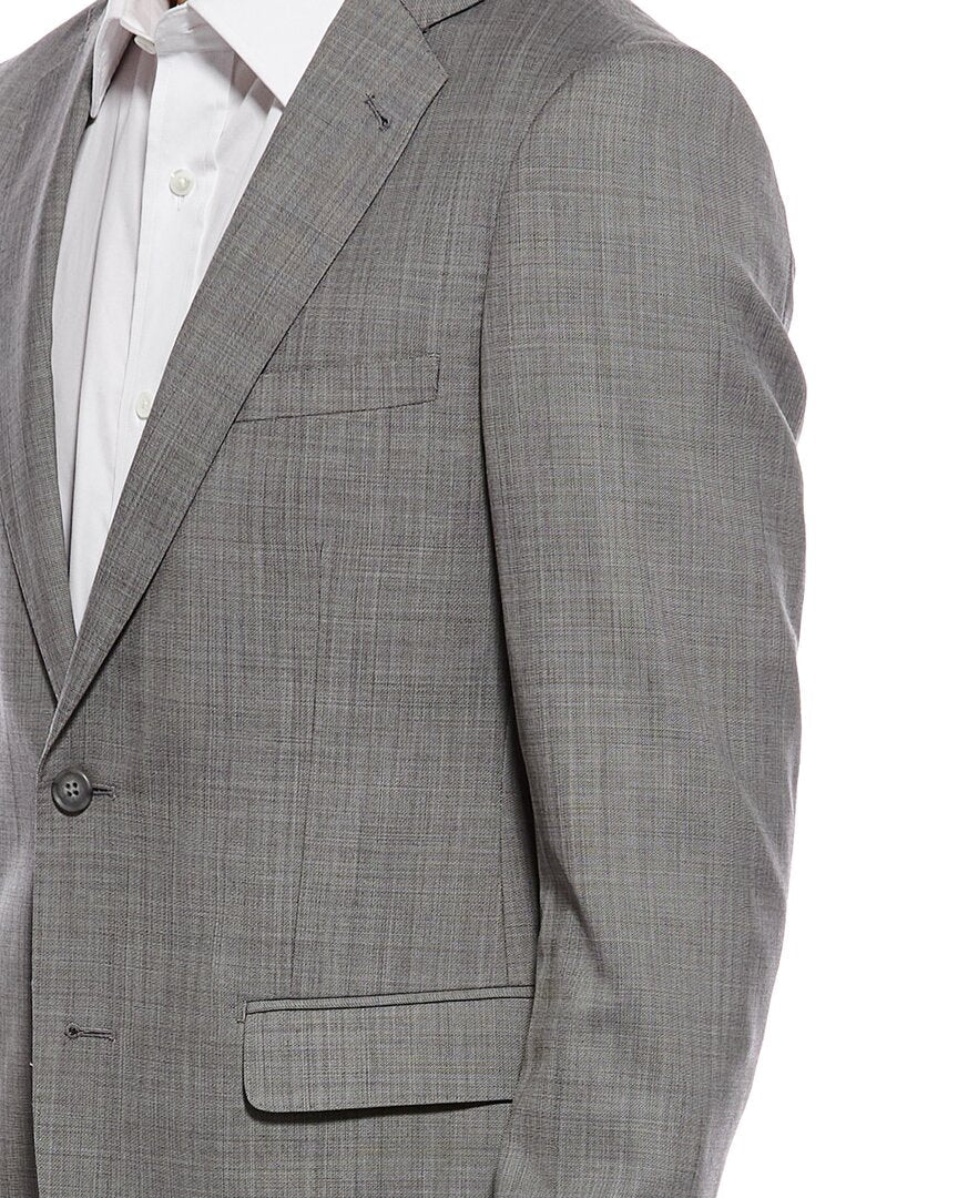 Zanetti 2pc Wool-Blend Patro Suit with Flat Front Pant