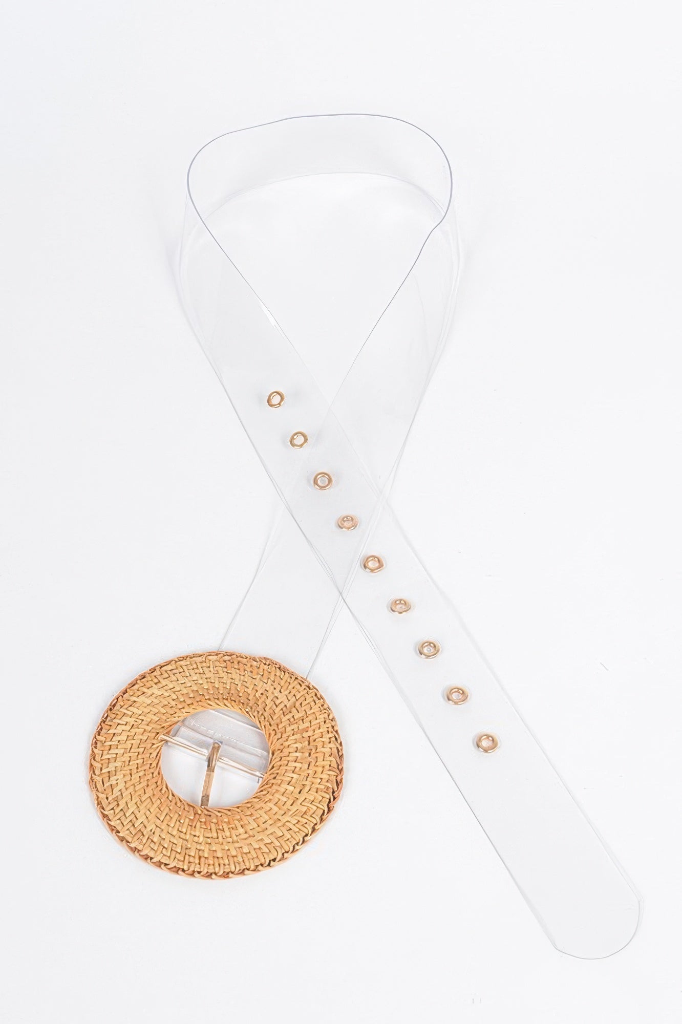 Oversize Weaved Bamboo Buckle Clear Belt