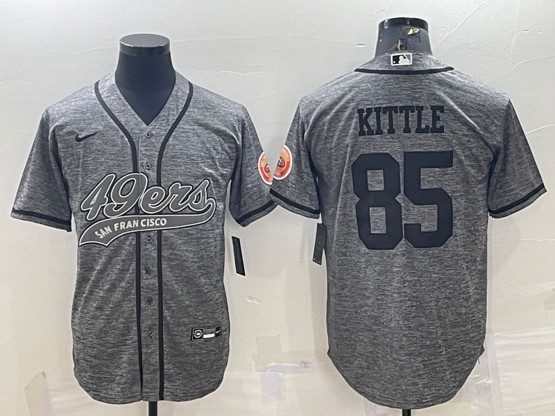 Men's San Francisco 49ers George Kittle #85 Grey Game jersey Joint Edition