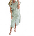 You In Stripes Midi Dress In Green