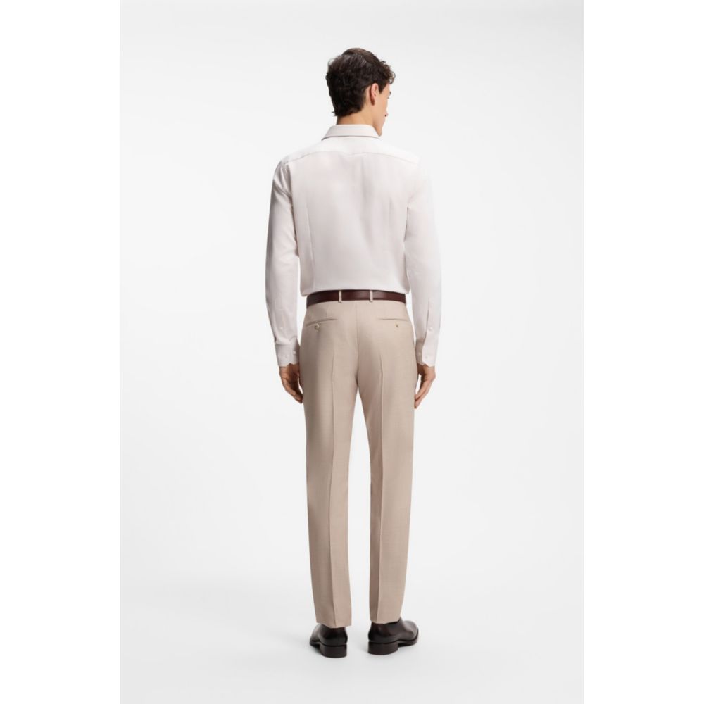 Slim-fit shirt in Italian-made structured cotton