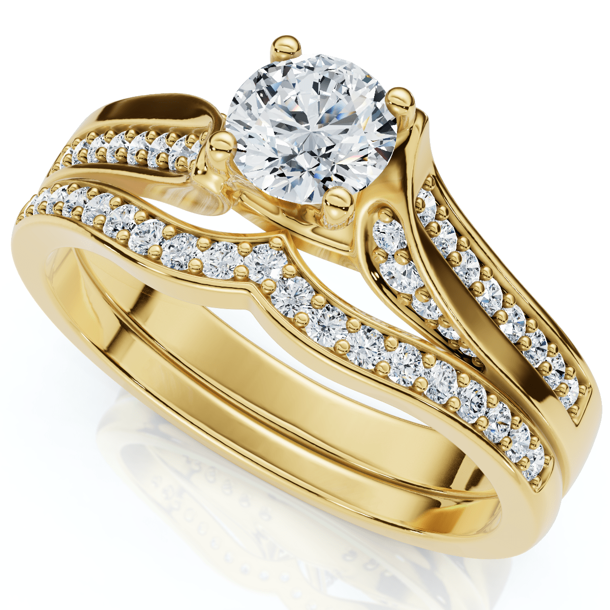 1Ct Engagement Wedding Ring Set 14k Gold or Platinum Lab Grown