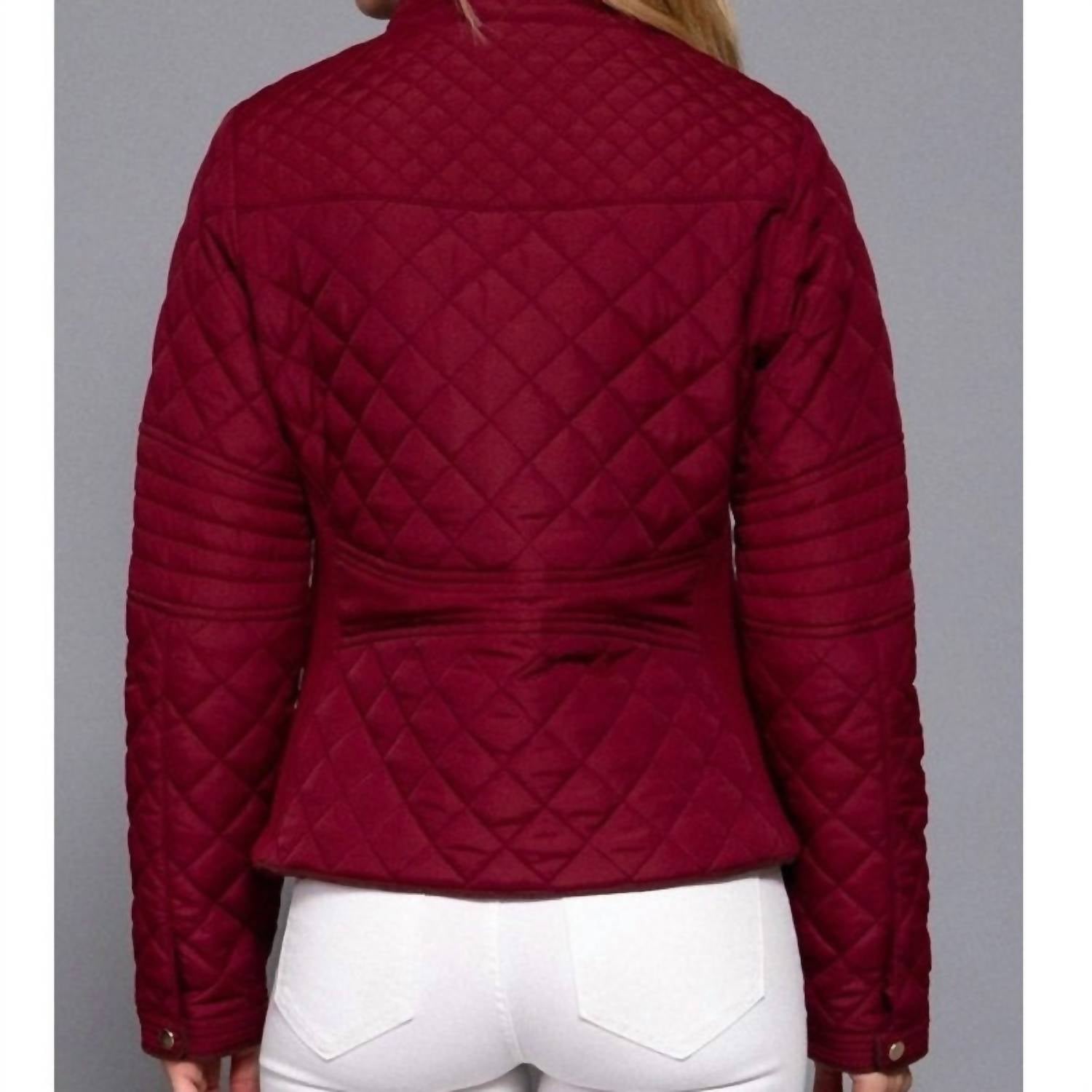 Quilted Padding Jacket In Dark Wine