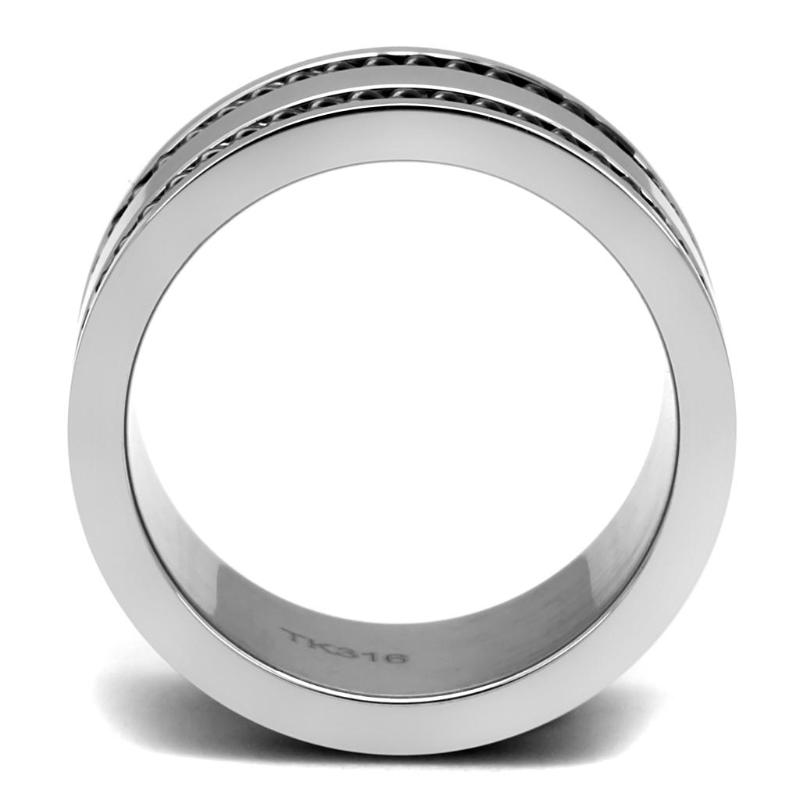 High polished (no plating) Stainless Steel Ring with Epoxy in Jet