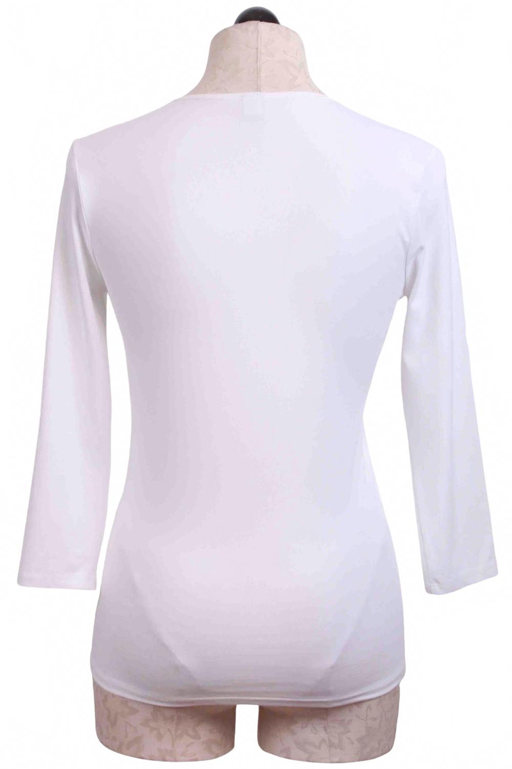 Women's Delicious Quarter Sleeve V Neck Top In White
