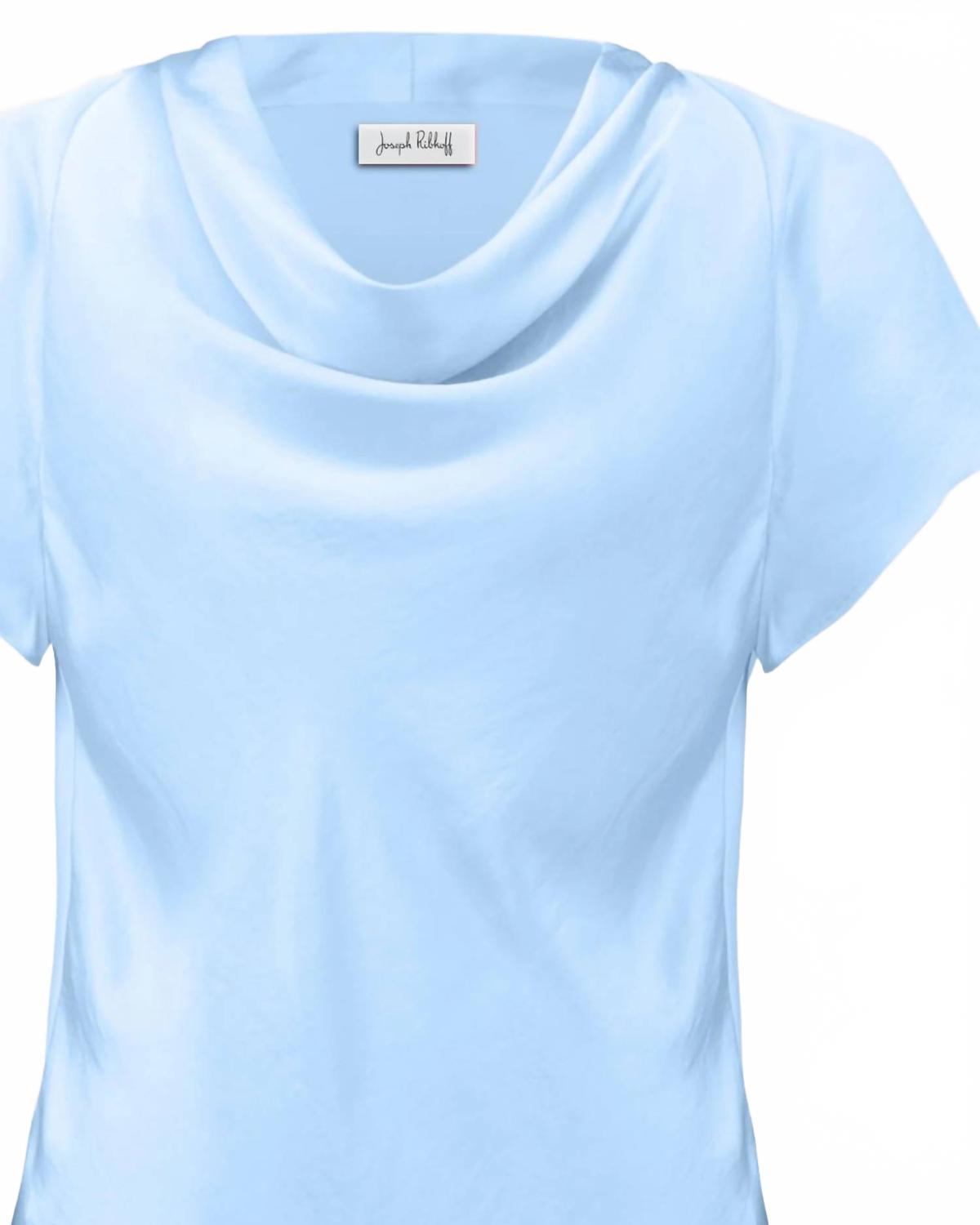 Women's Cowl Neck Satin Top In Sky Blue