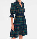 Plaidly Cooper Teardrop Dress In Green Multi