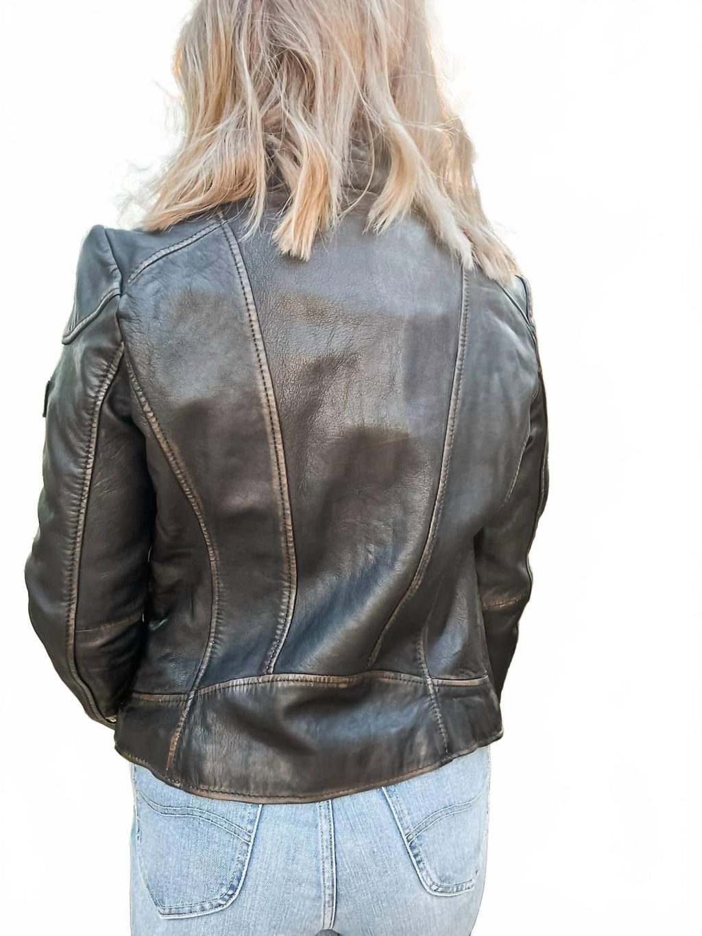 Olivia Leather Jacket - Plus In Vintage Black