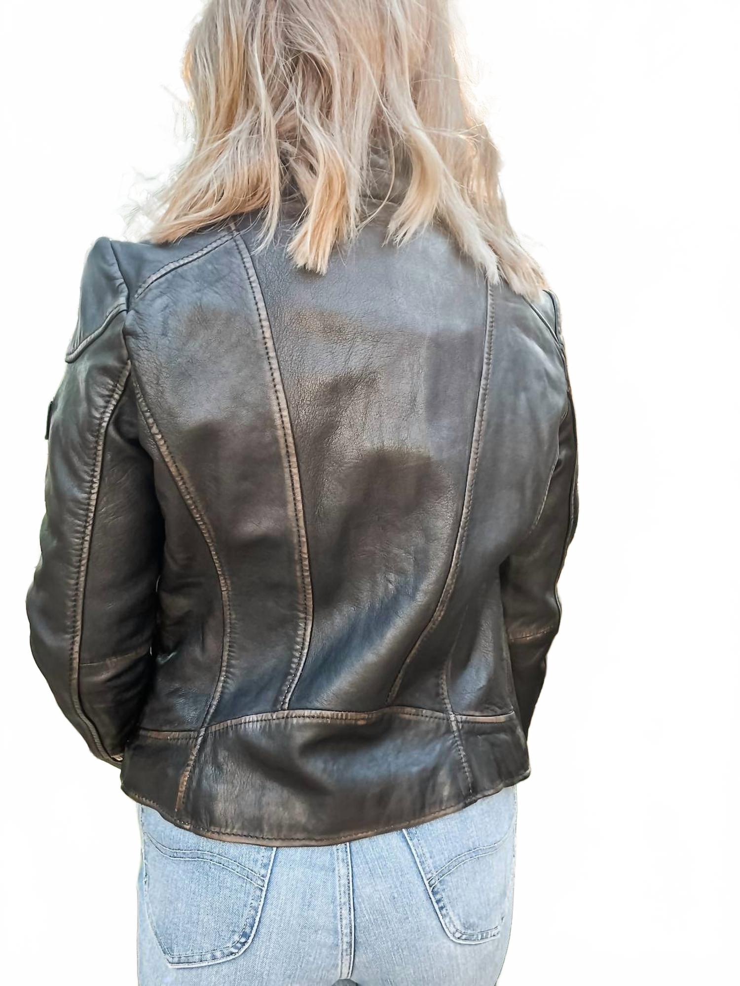 Olivia Leather Jacket - Plus In Vintage Black