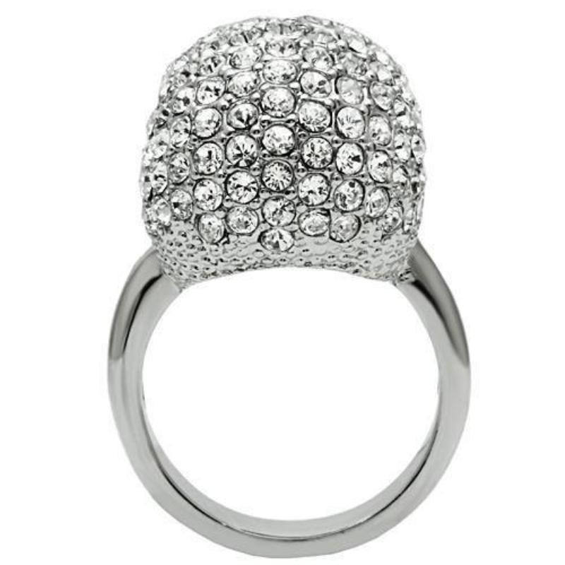 Rhodium White Metal Ring with Top Grade Crystal in Clear