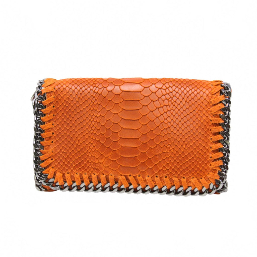 Women's Leather Snakeskin Crossbody Clutch Bag In Orange