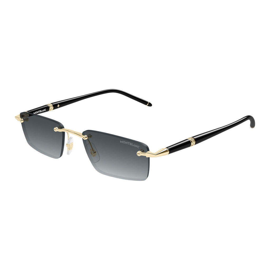 Rimless Rectangular Sunglasses With Gold Accents