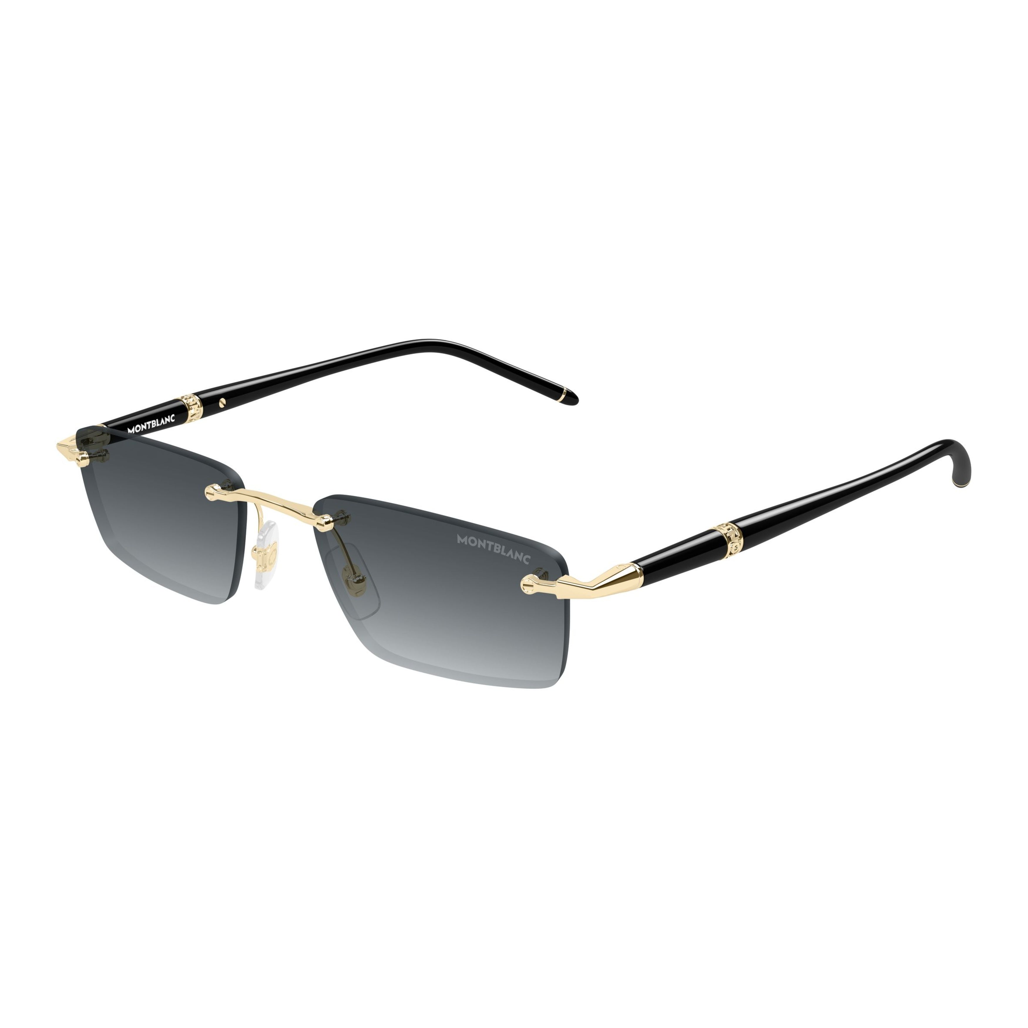 Rimless Rectangular Sunglasses With Gold Accents