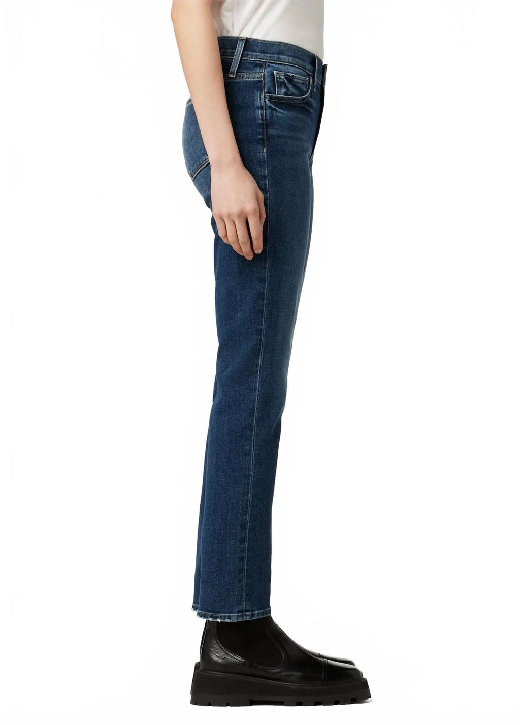 Lara Mid Rise Cigarette Ankle Jeans In Blue