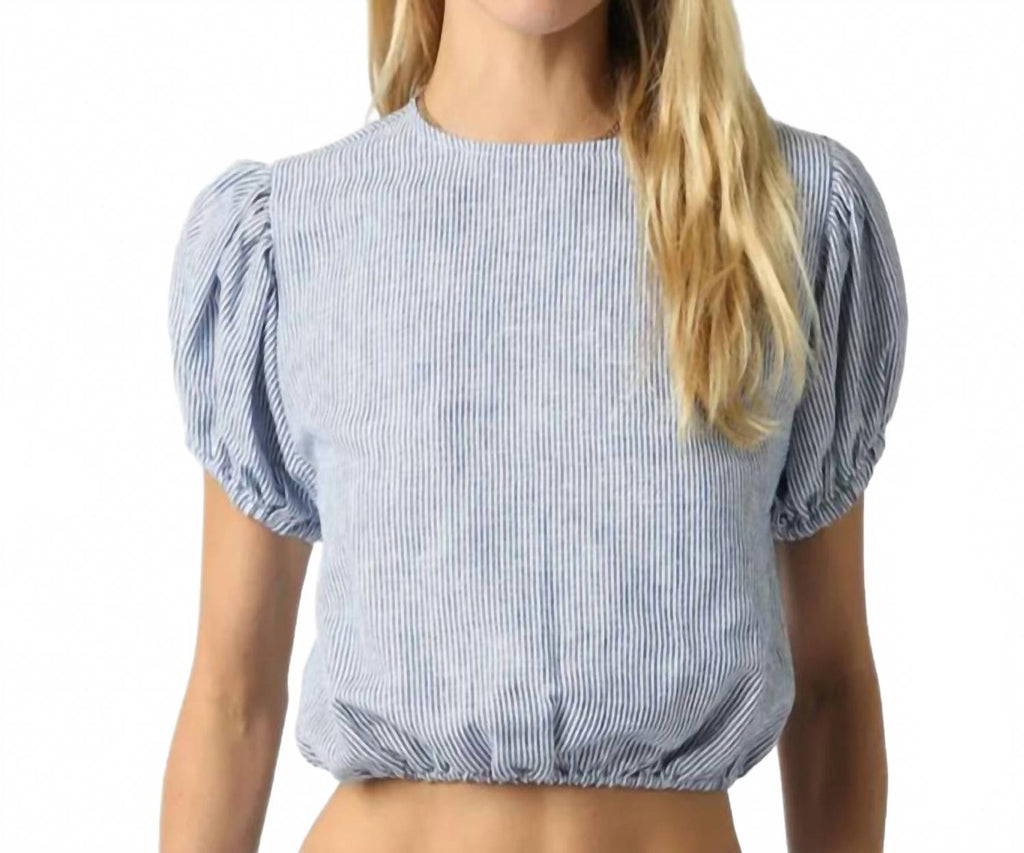 Aleah Linen Top In Denim