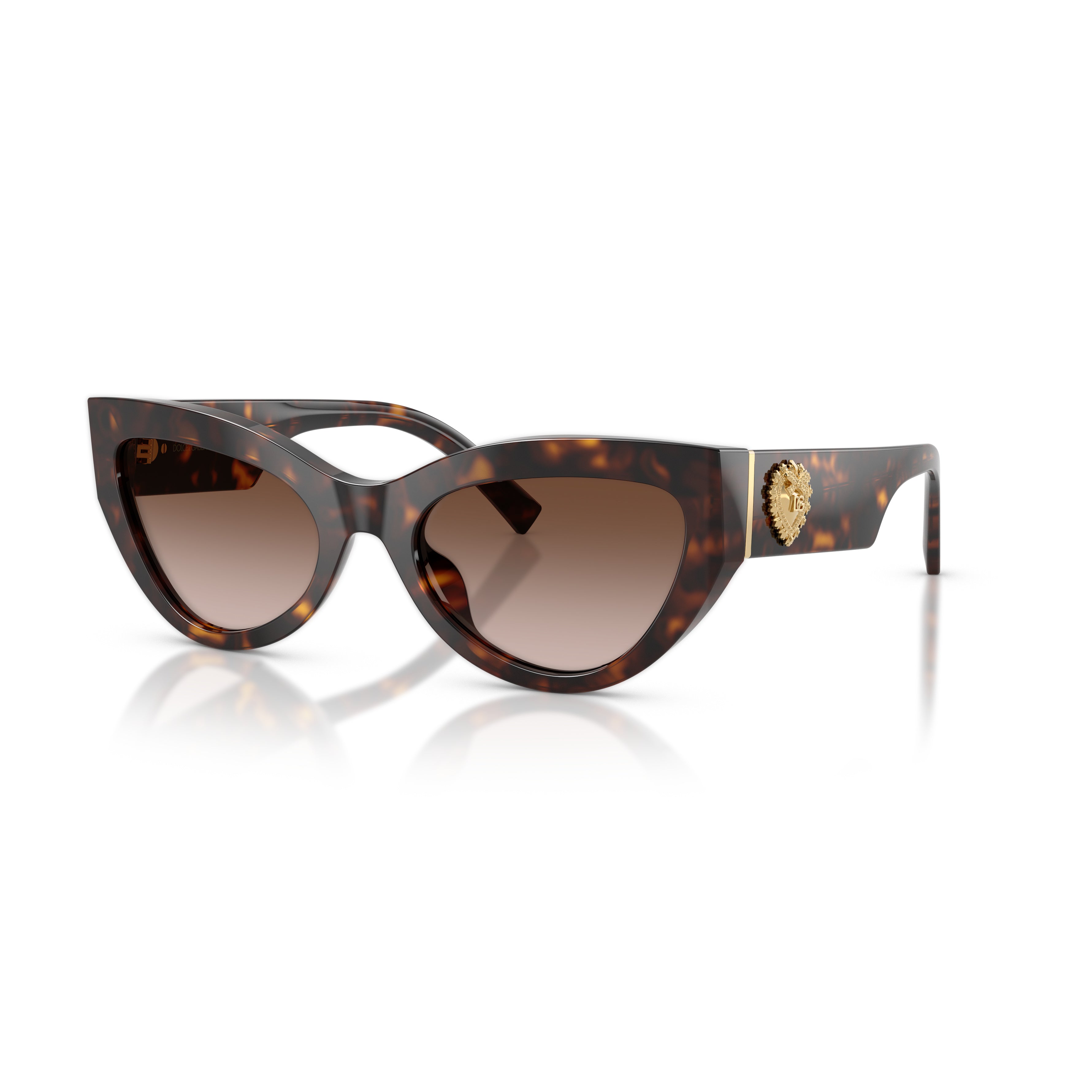 Cat-Eye Sunglasses With Tortoiseshell Frame And Gold Embellishments