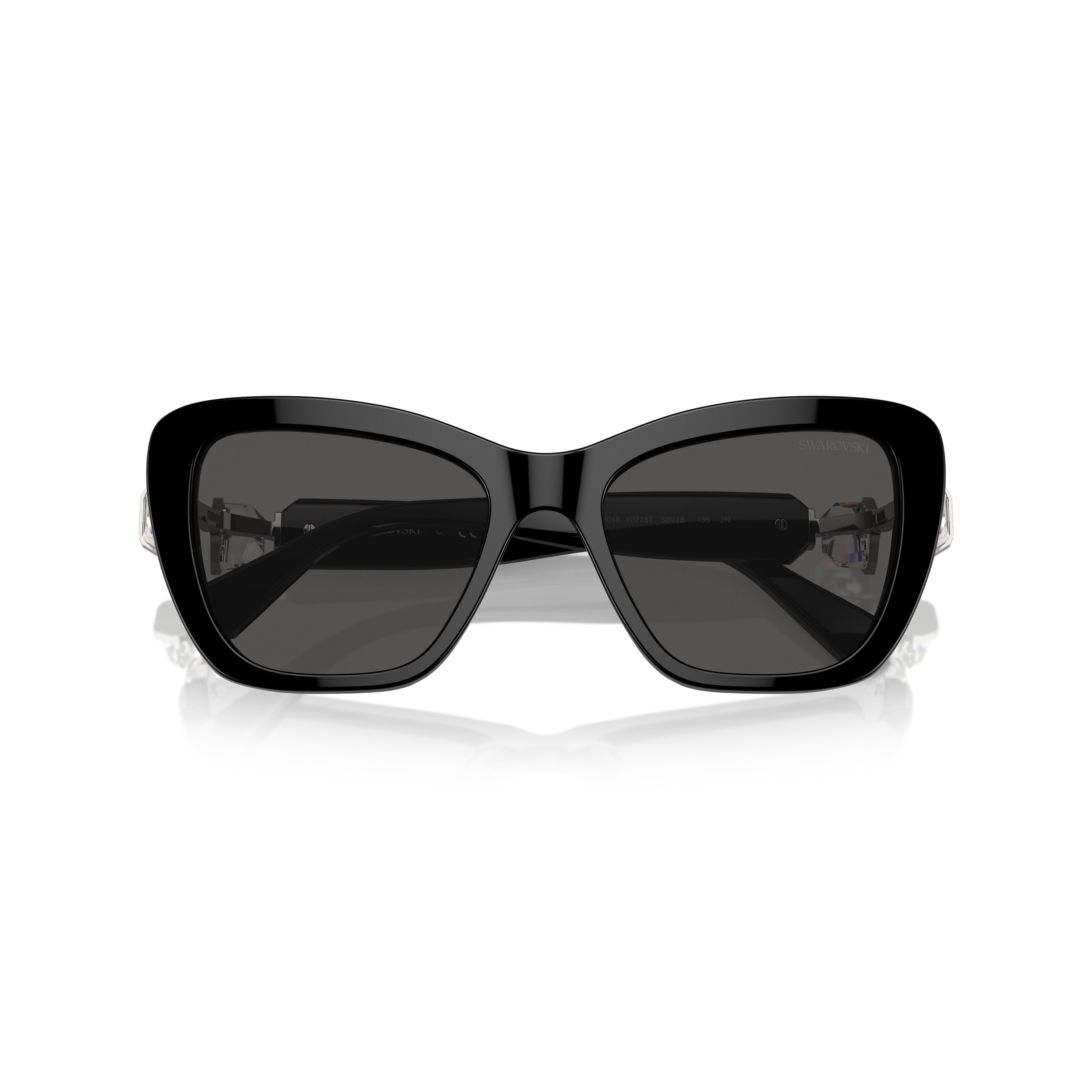 0Sk6018 Oversized Black Cat-Eye Sunglasses with Crystal Embellishments
