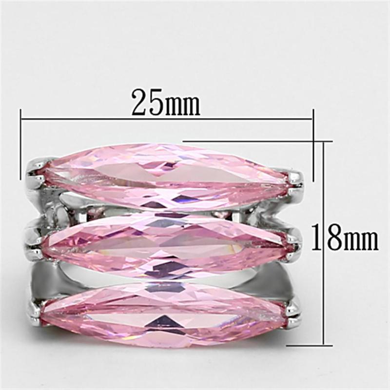 Rhodium Brass Ring with AAA Grade CZ in Rose