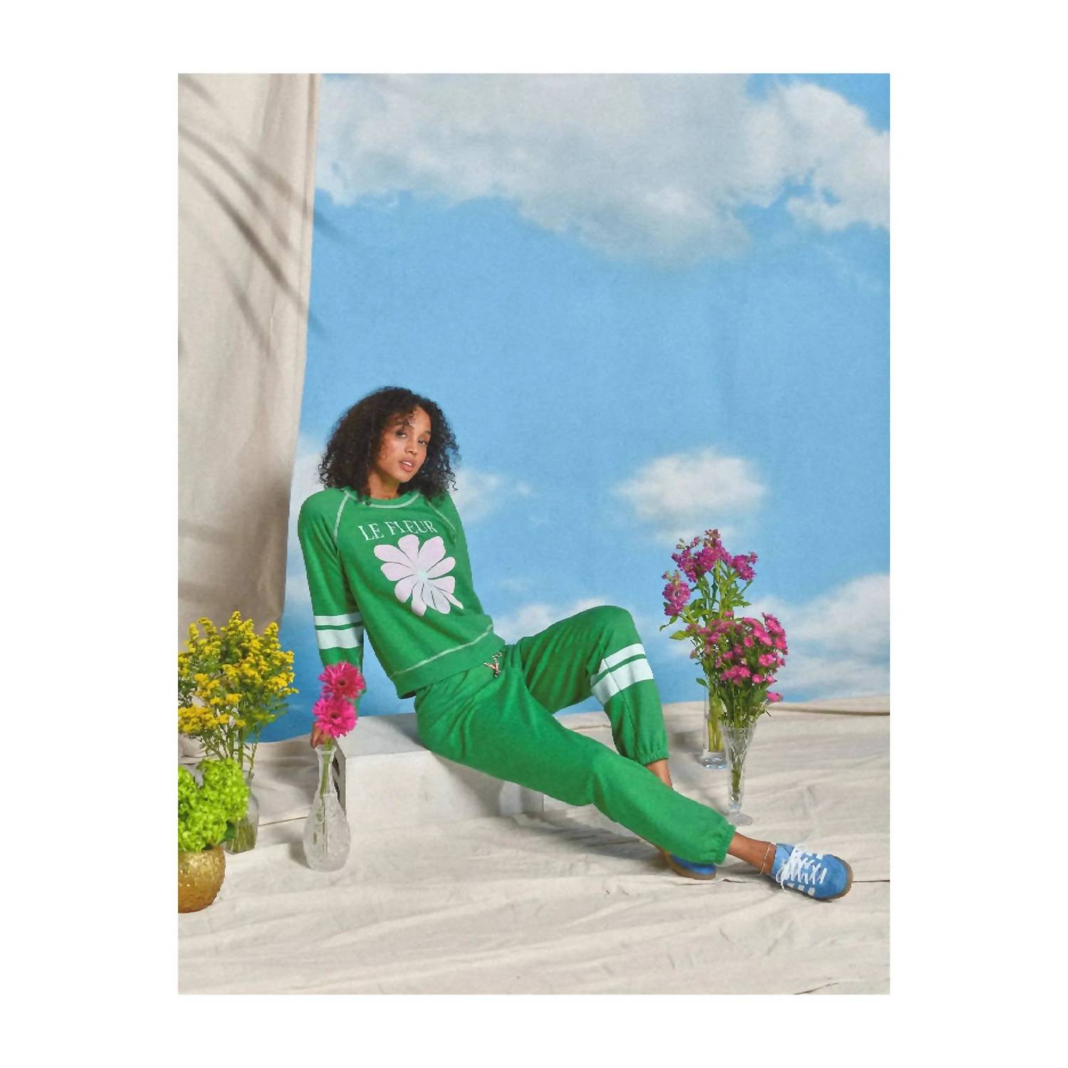 Garden Stripe Sweatpants In Green