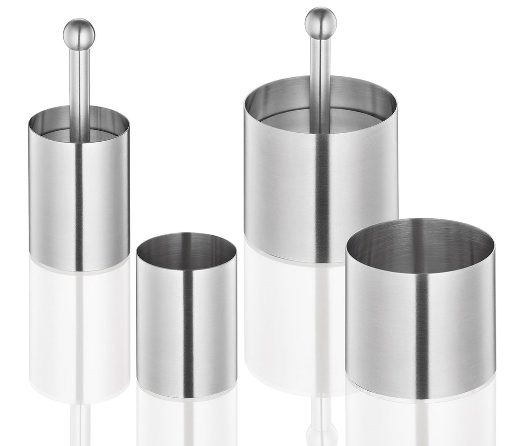 Kuchenprofi Stainless Steel 6-Piece Food Mold Forming Rings with Tamper/Pushers, Silver