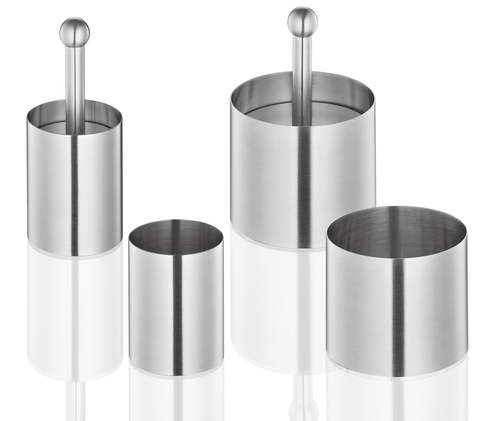 Kuchenprofi Stainless Steel 6-Piece Food Mold Forming Rings with Tamper/Pushers, Silver