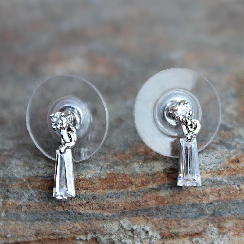 Rhodium Plating Brass Earrings with AAA Grade CZ in Clear