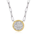 Ross-Simons Diamond Roped-Edge Circle Paper Clip Link Necklace in Sterling Silver and 14kt Yellow Gold