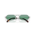 Rectangular Green Lens Sunglasses With Silver Metal Frame