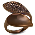 IP Coffee light Brass Ring with AAA Grade CZ in Light Coffee