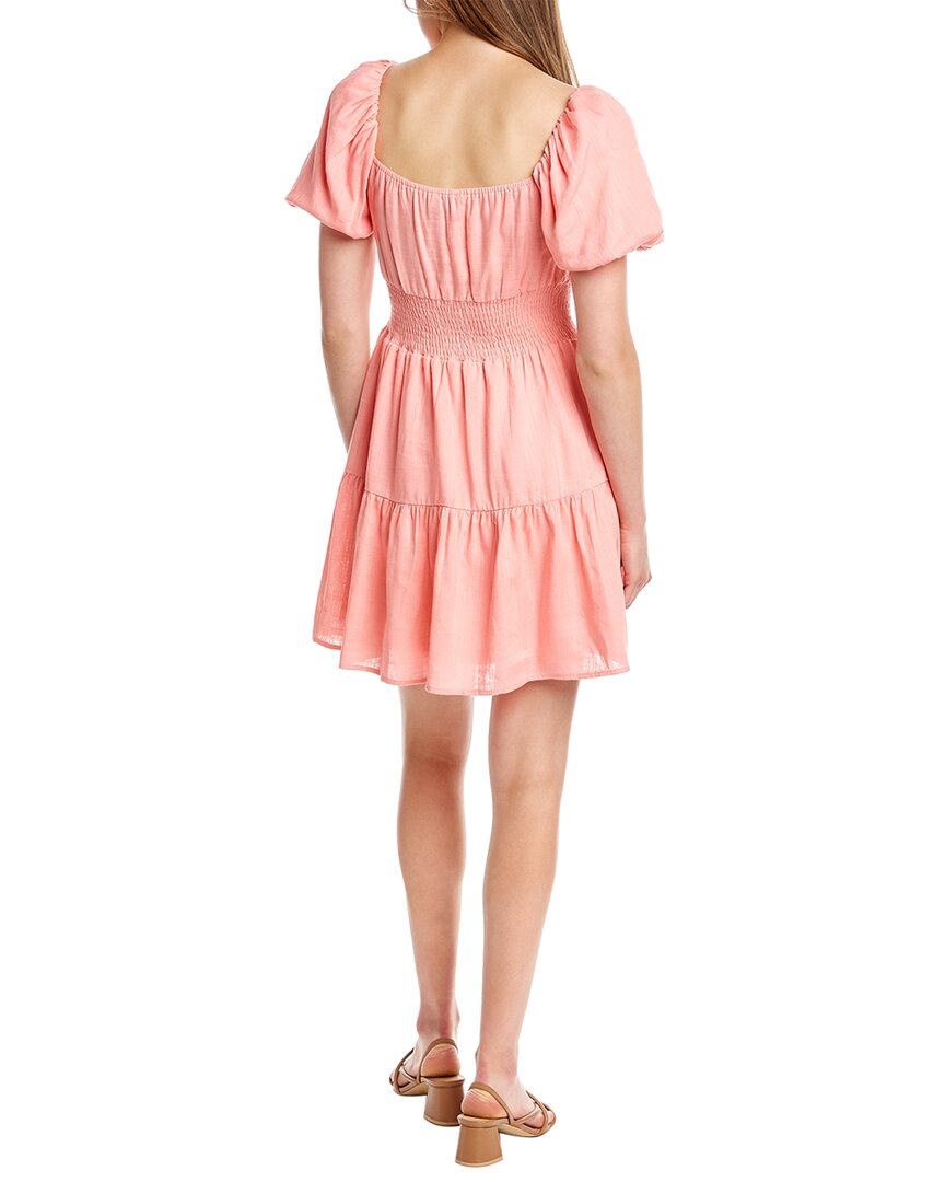 DNT Smocked Linen-Blend Mini Dress
