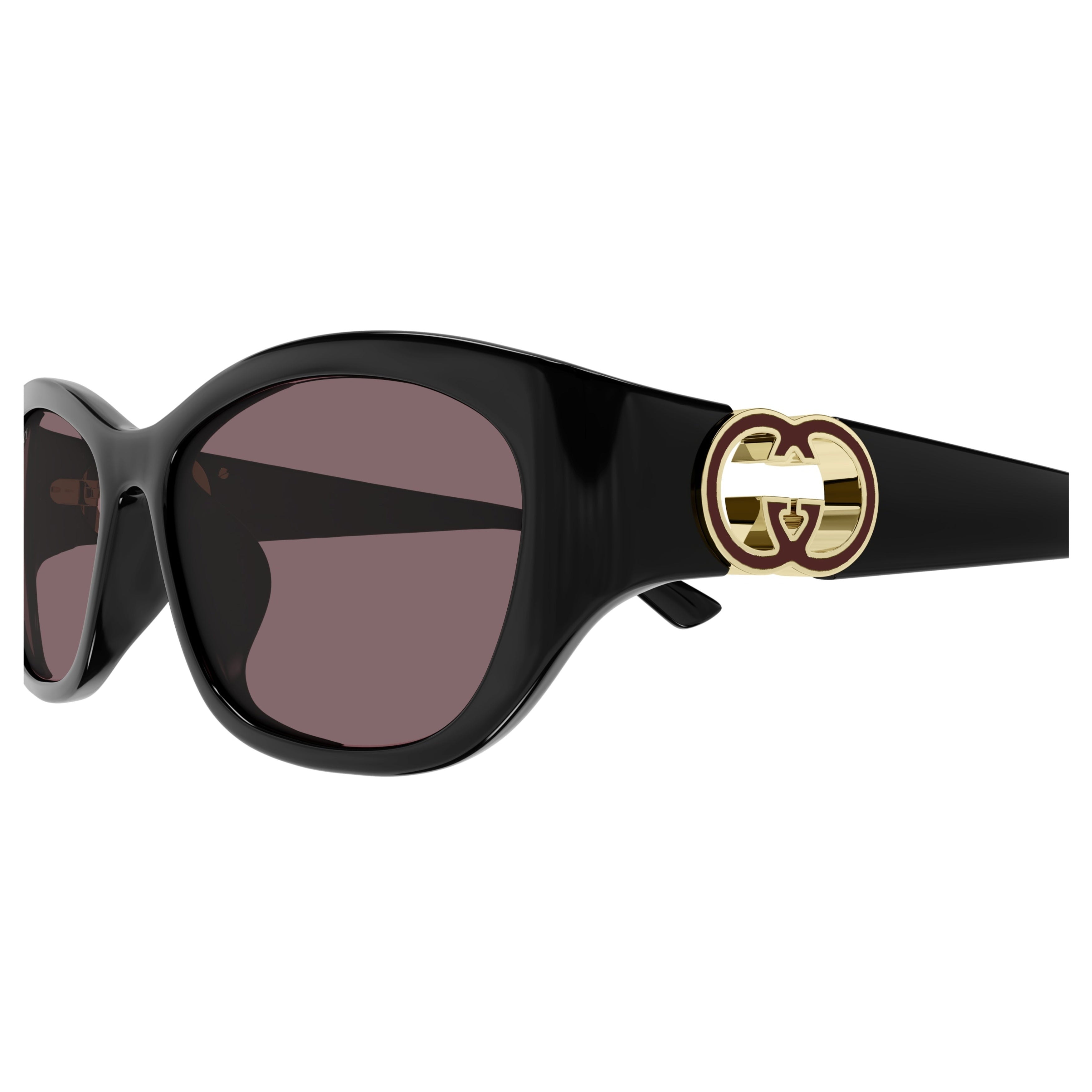 Gg1826Sk Slightly Rounded Rectangular Black Sunglasses
