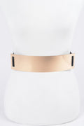 Stretch Waist Belt with Wide Metal Accent Plate