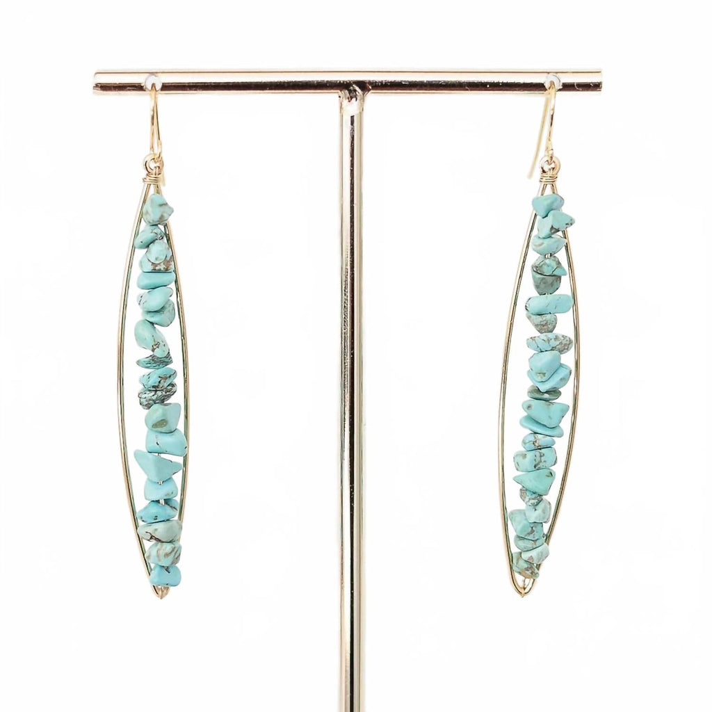 Women's Briggs Oblong With Turquoise Stones Earrings In Gold