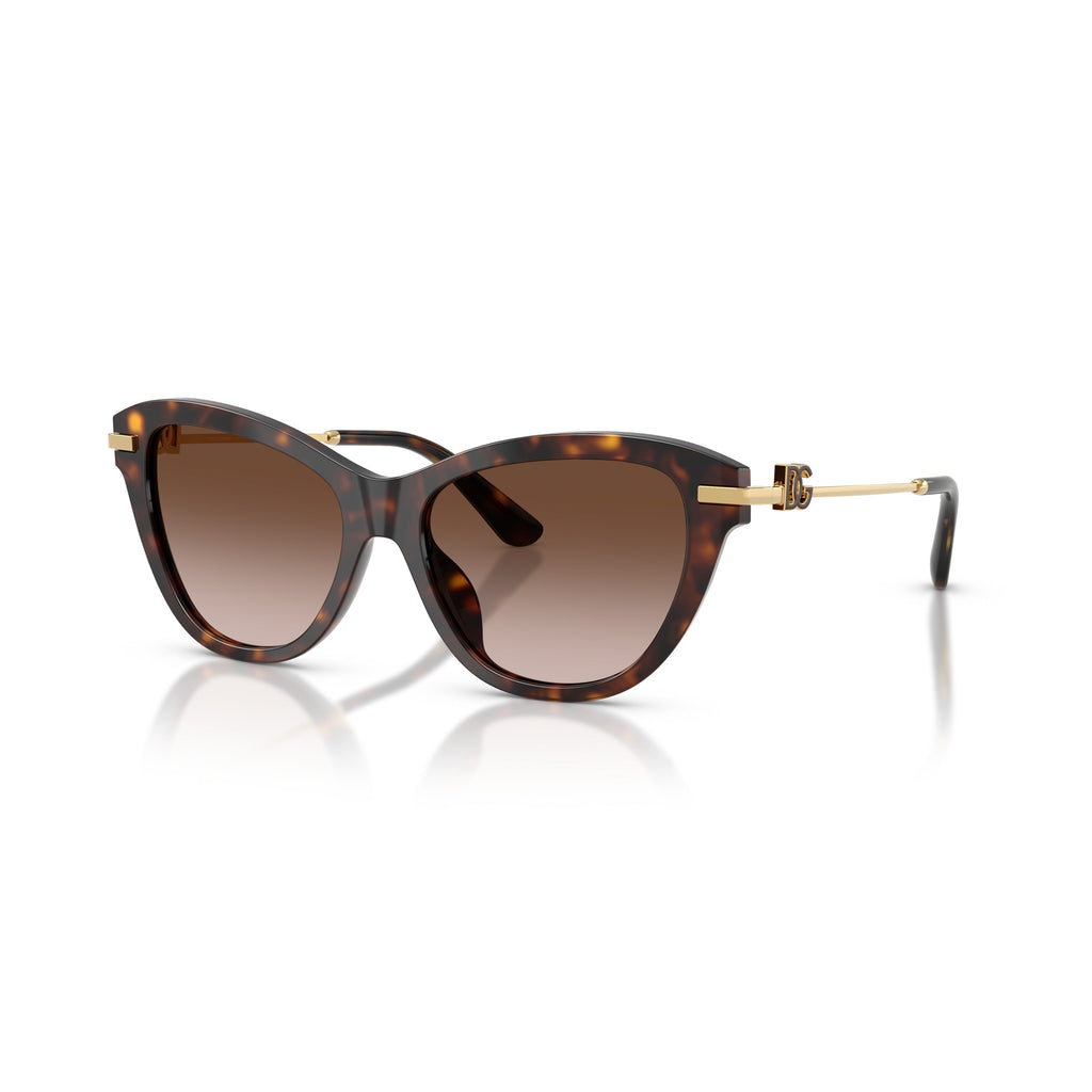 0Dg4534 Tortoiseshell Cat-Eye Sunglasses with Gold Metal Temples