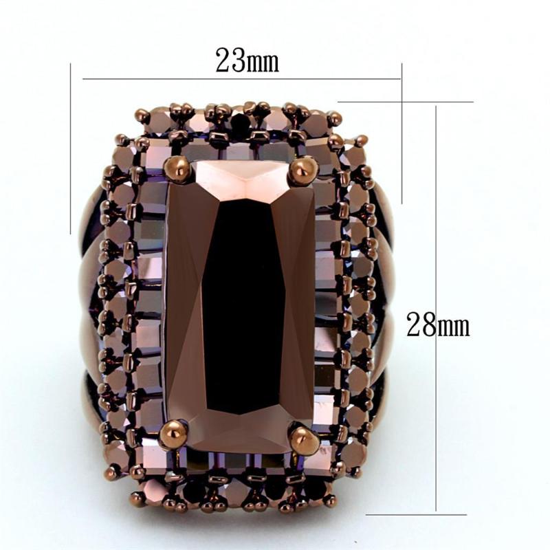 IP Coffee light Brass Ring with AAA Grade CZ in Light Coffee