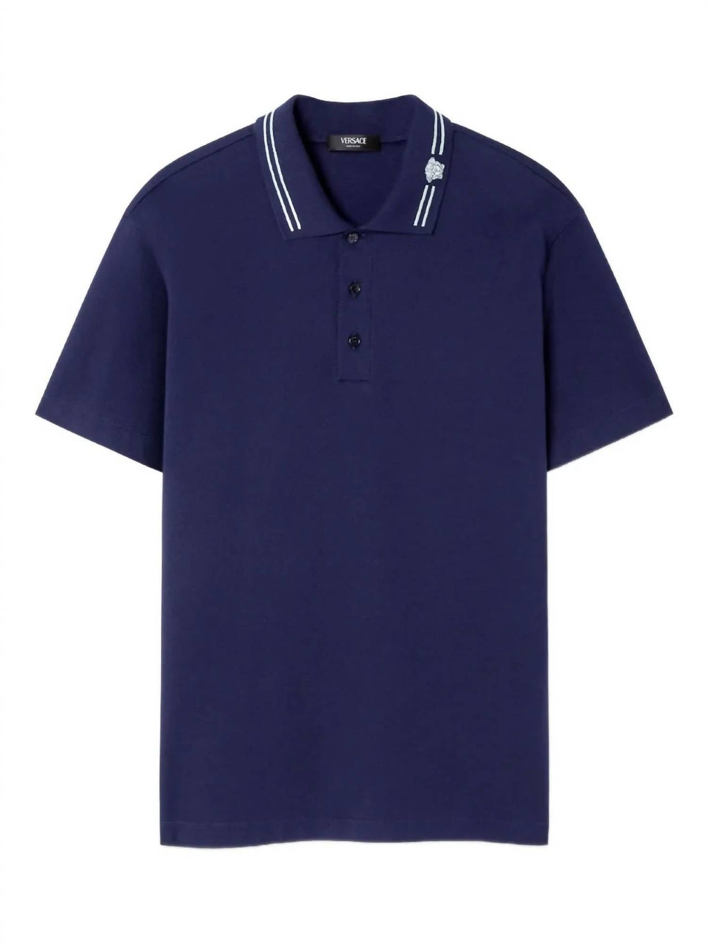 Embroidered Cotton Polo Shirt In Navy