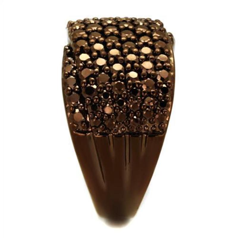 IP Coffee light Brass Ring with AAA Grade CZ in Light Coffee