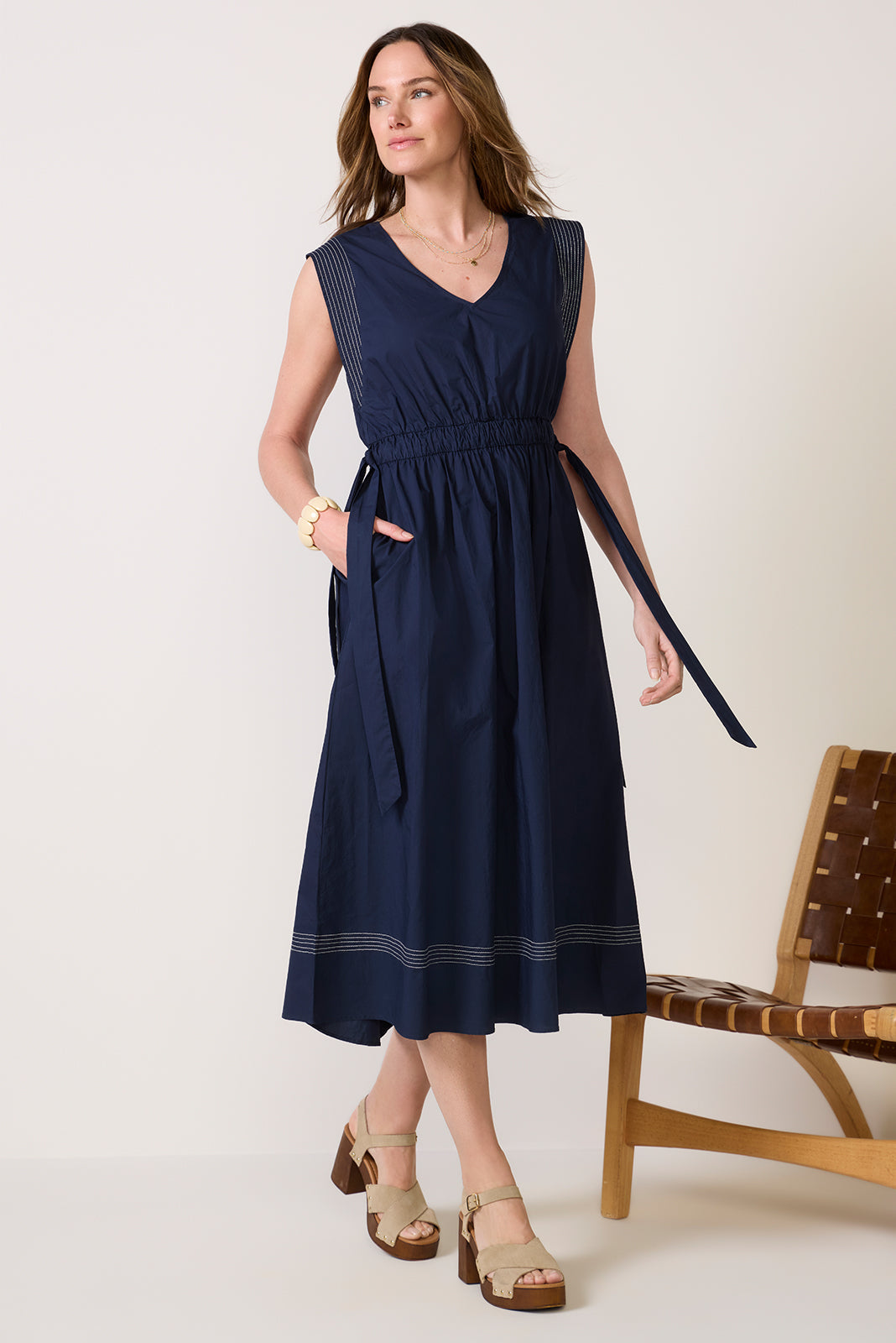 Women's Whitley Contrast Stitch Midi Dress