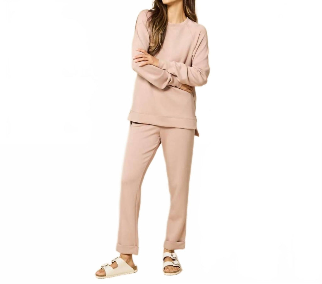 Athleisure Dreamtech Crew Tunic And Flood Pant Set In Coco