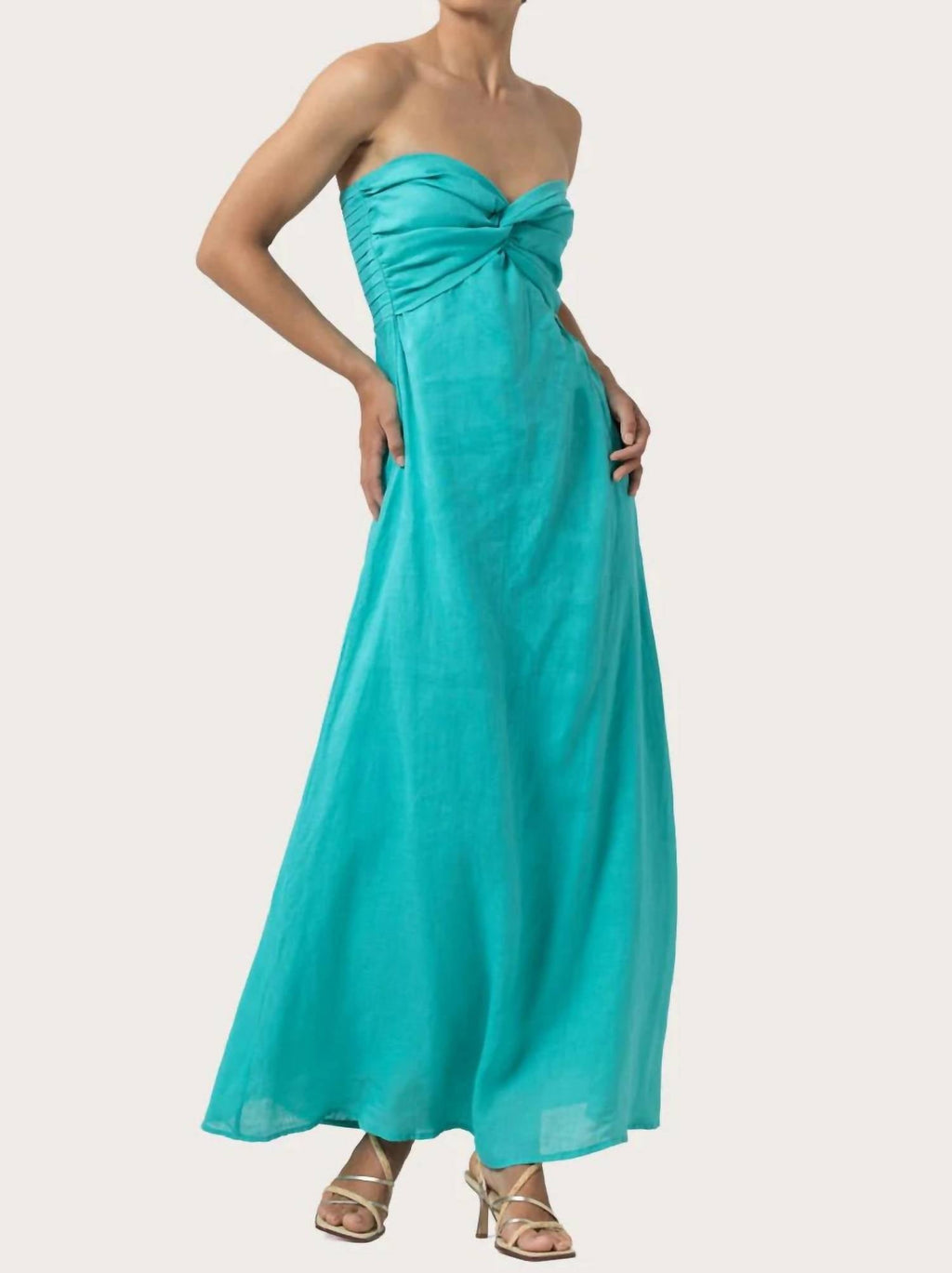 Melody Linen Maxi Dress In Laurel Teal Blue