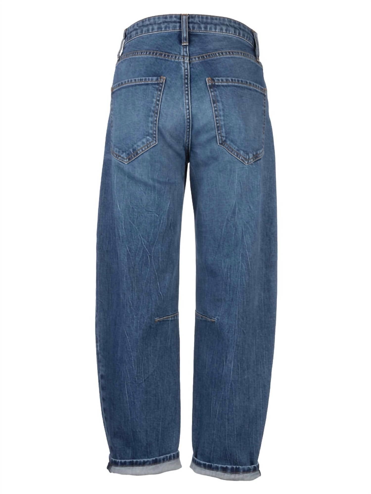 Ashley High Rise Barrel Slouchy Jeans In Blue