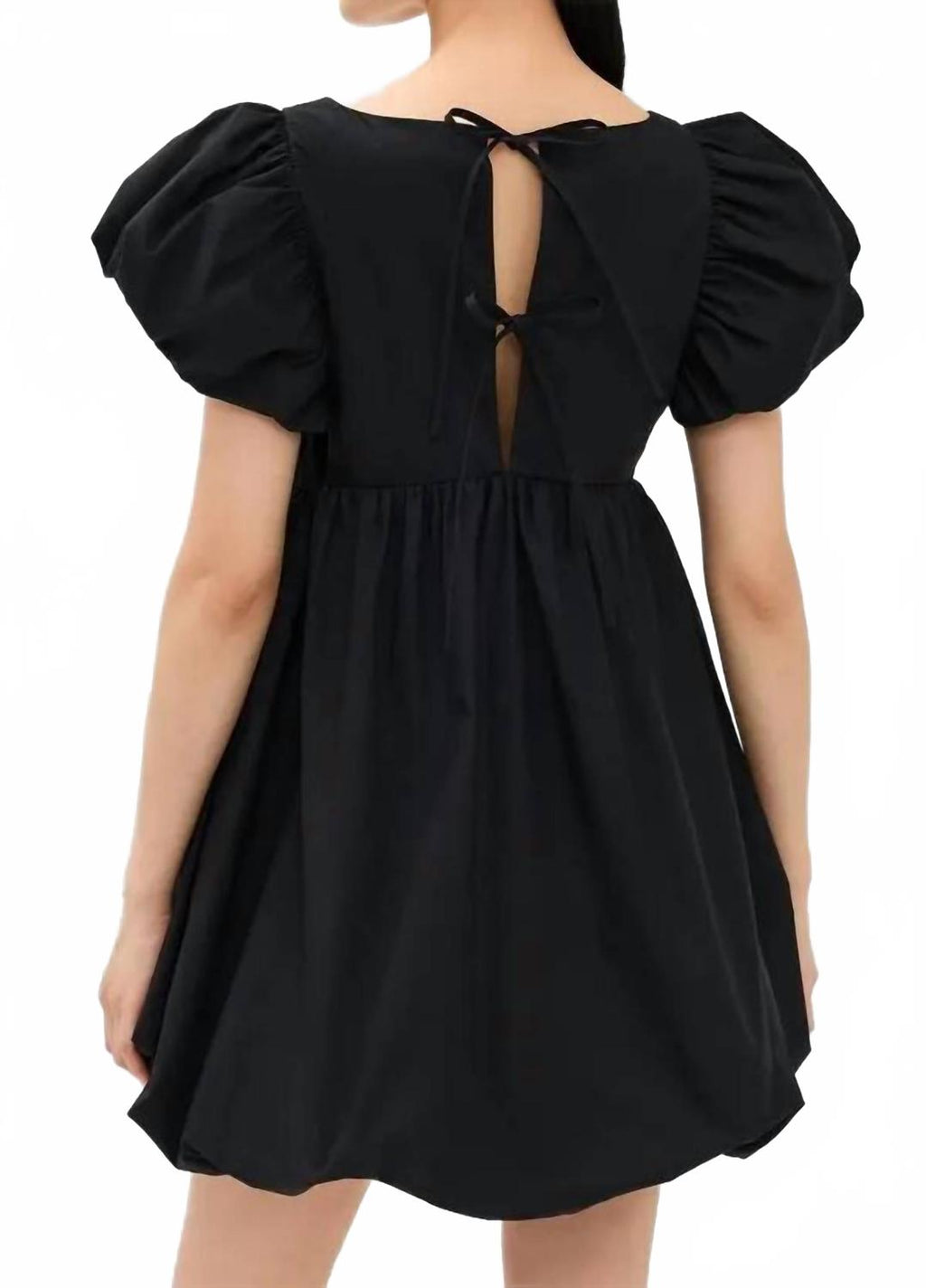 Bubble Scoop Neck Mini Dress In Black