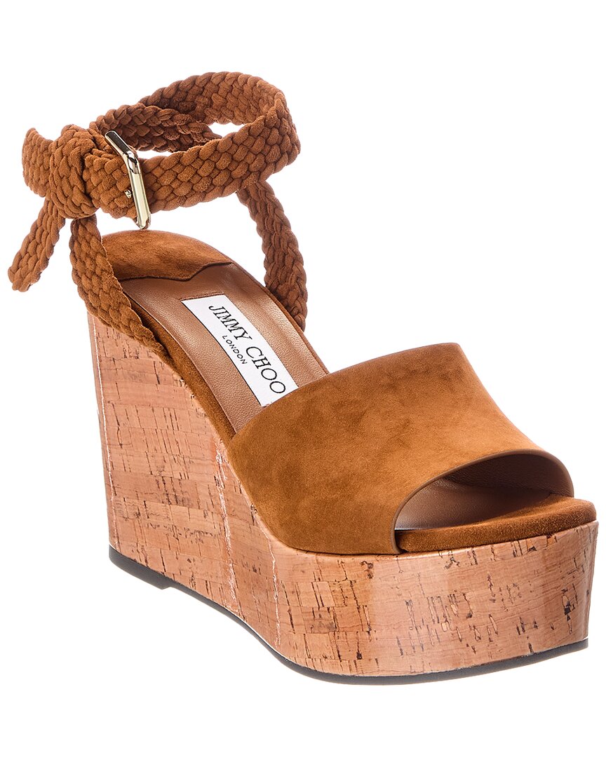 Jimmy Choo Jori 100 Suede & Cork Wedge Sandal